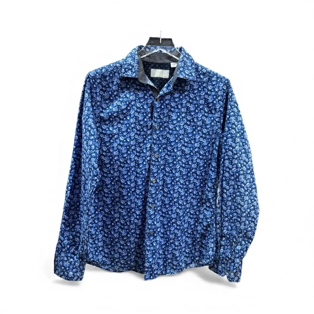 Men's Blue Floral Shirt -Sz S